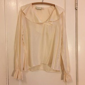 Spenser Jeremy Satin Cream Ruffle Blouse